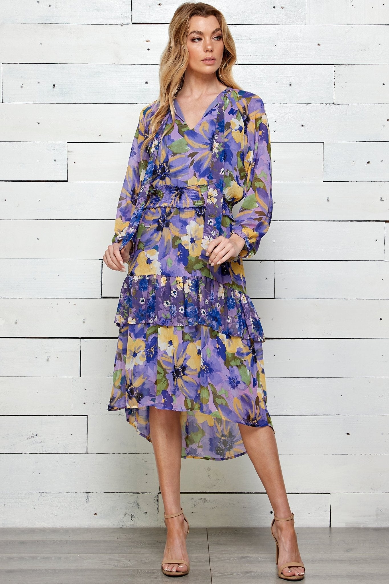 Figueroa & Flower Ruffle Accent Print Dress - DressbarnDresses