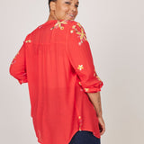 Figueroa & Flower V-Neck Embroidered Blouse - Plus - DressbarnShirts & Blouses
