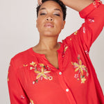 Figueroa & Flower V-Neck Embroidered Blouse - Plus - DressbarnShirts & Blouses