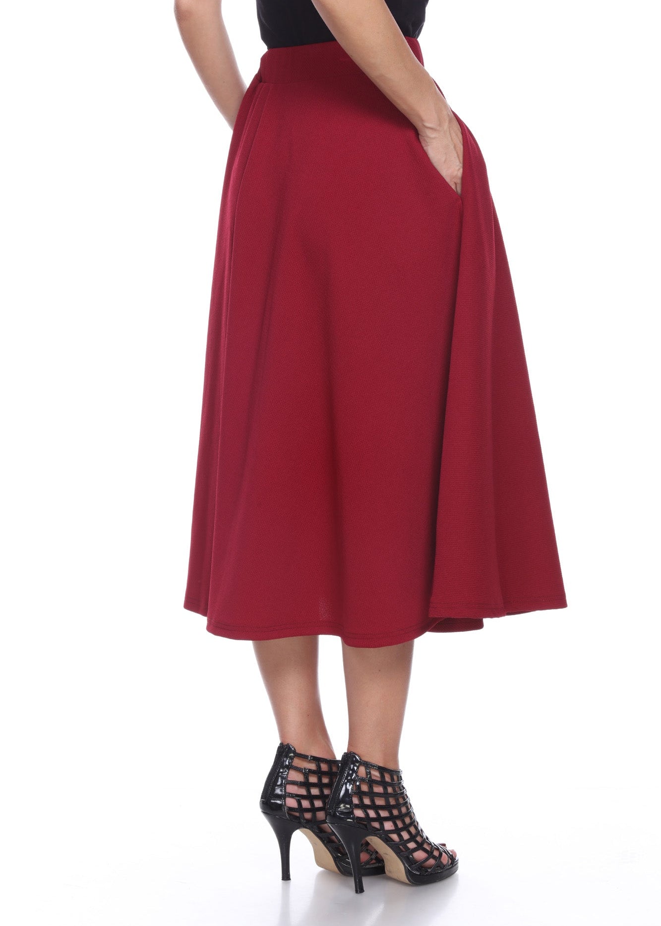 Flared Midi Skirt with pockets - DressbarnSkirts