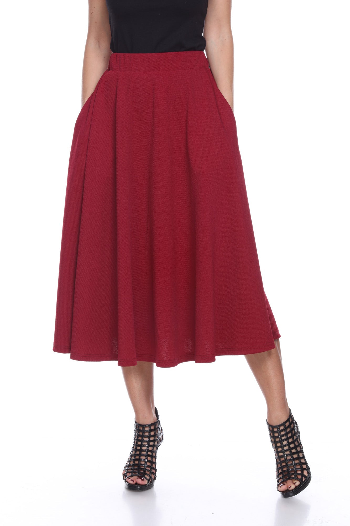 Flared Midi Skirt with pockets - DressbarnSkirts