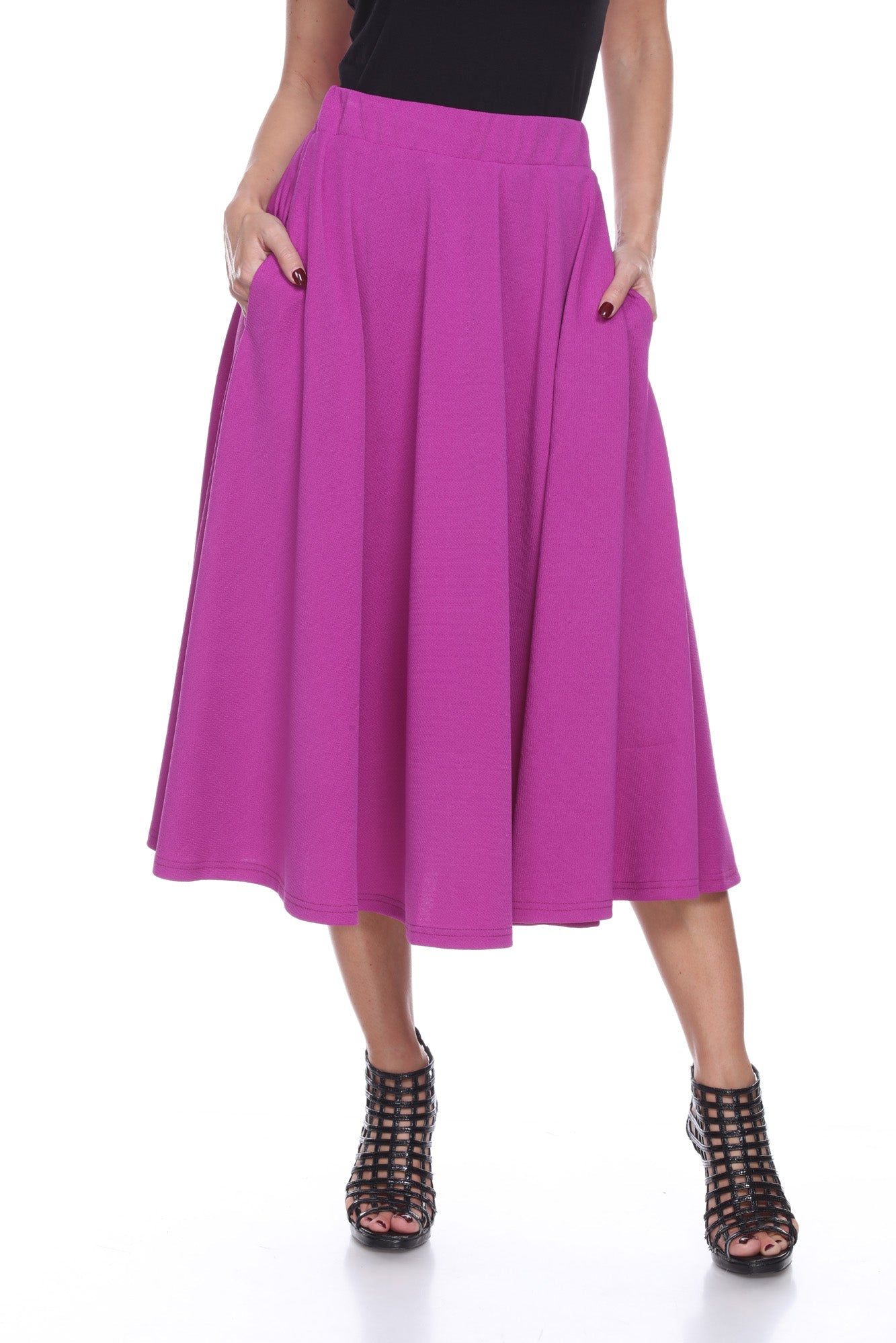 Flared Midi Skirt with pockets - DressbarnSkirts