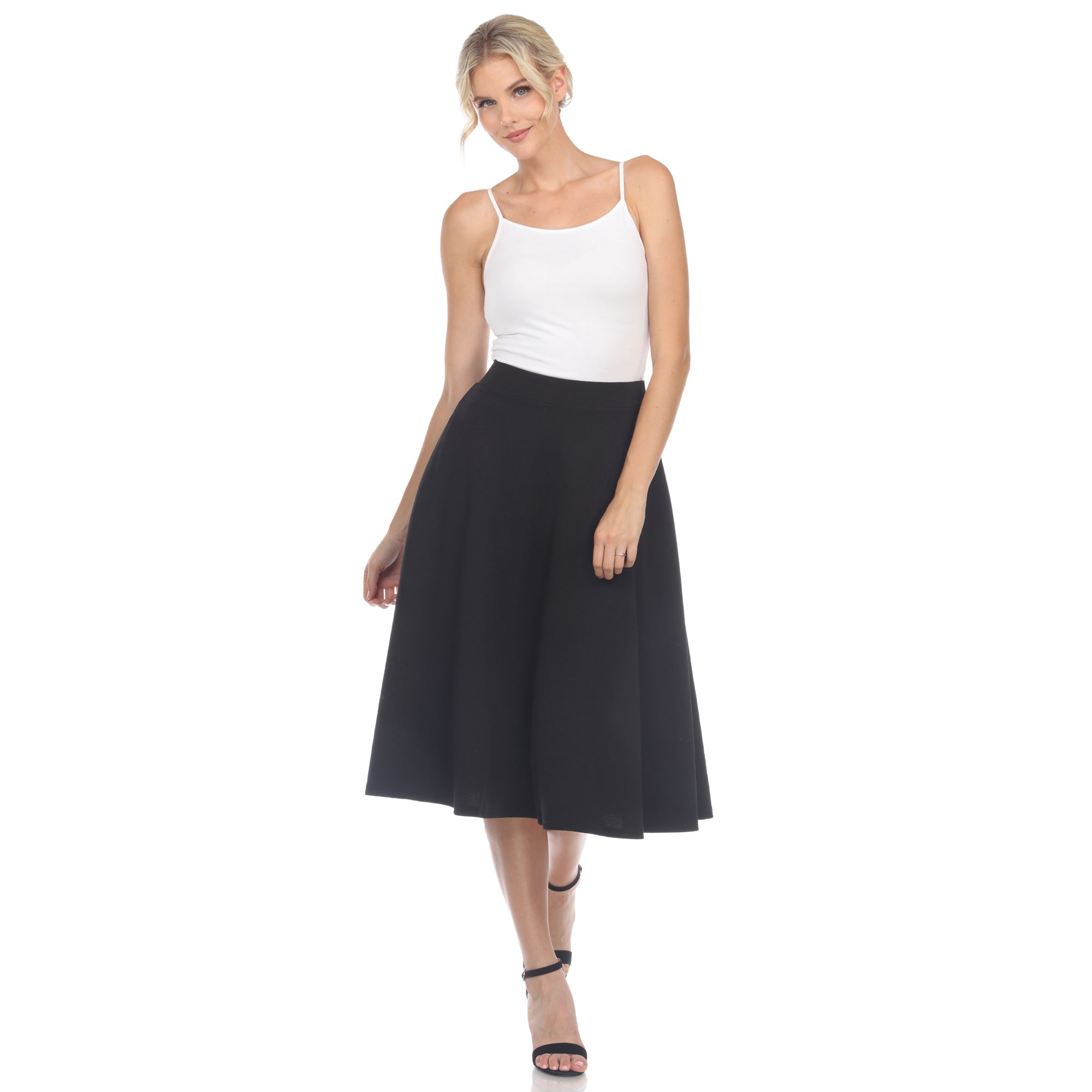 White Mark Women's Flared Midi Skirt with Pockets White Mark Women's Flared Midi Skirt with Pockets