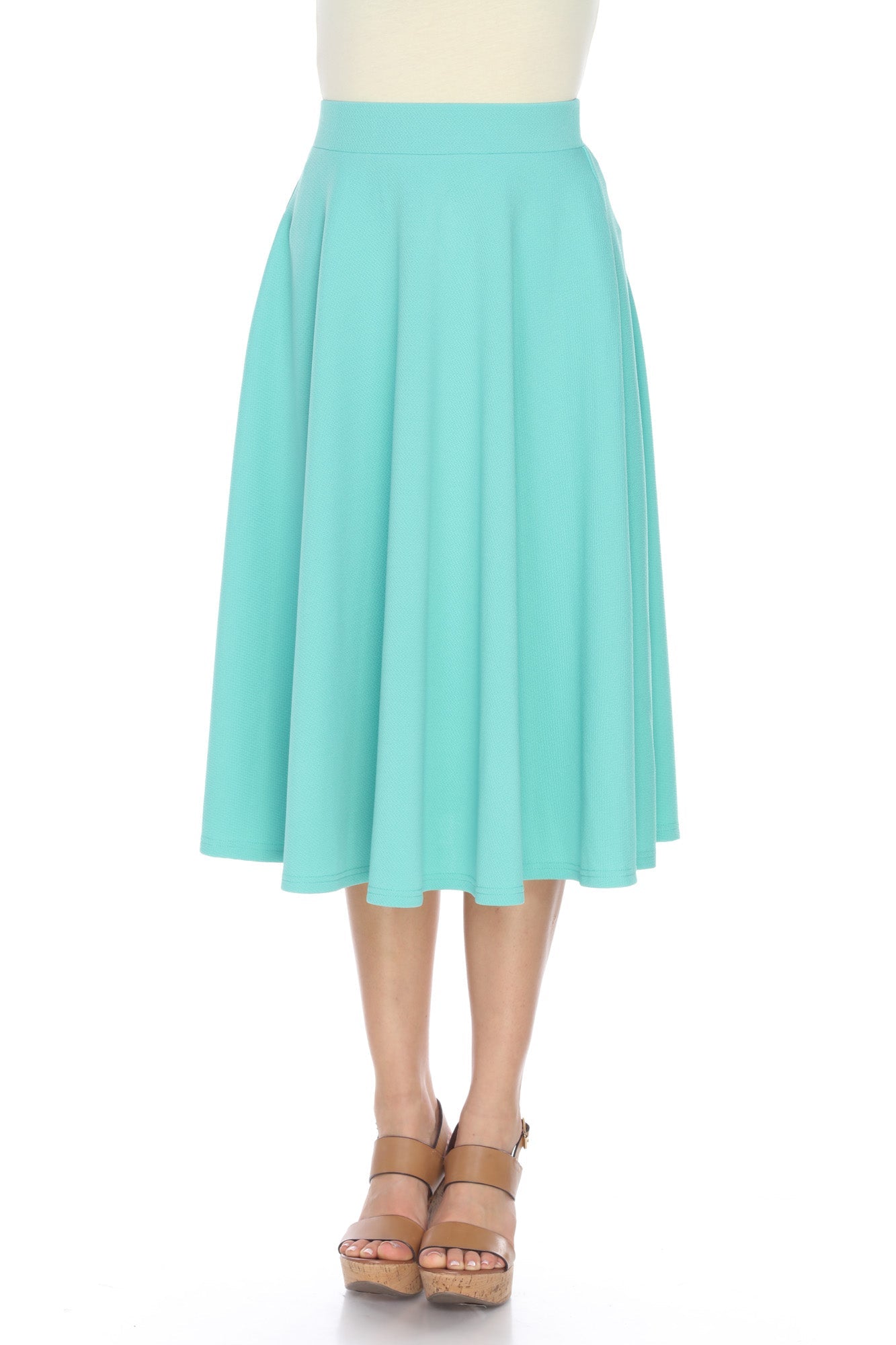 Flared Midi Skirt with Pockets Large / Navy Flared Midi Skirt with Pockets Large / Navy