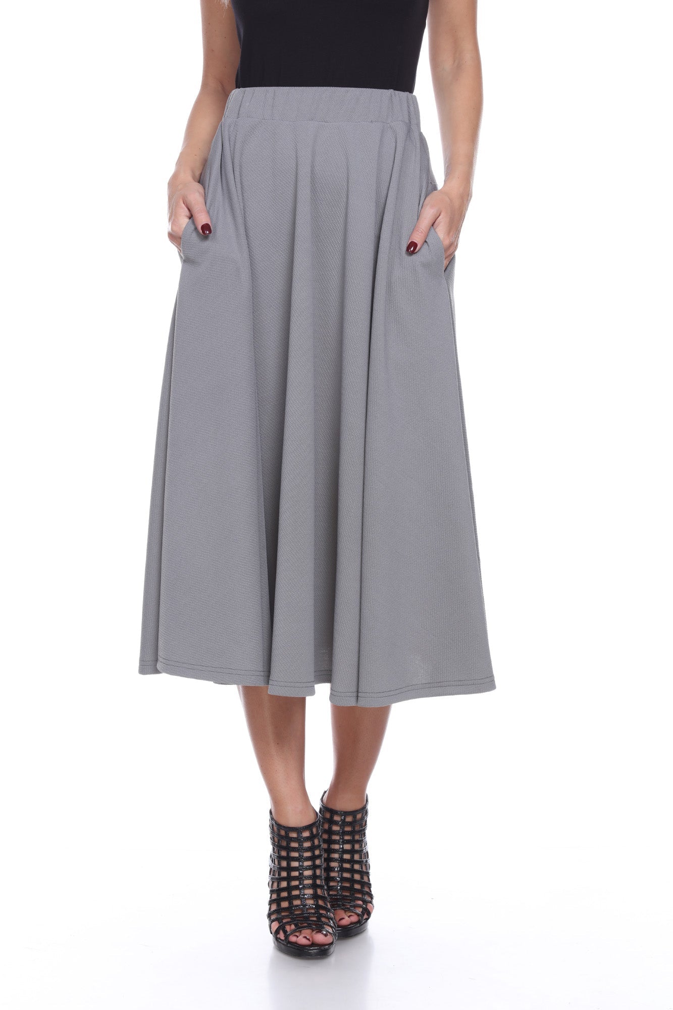 Flared Midi Skirt with pockets - DressbarnSkirts