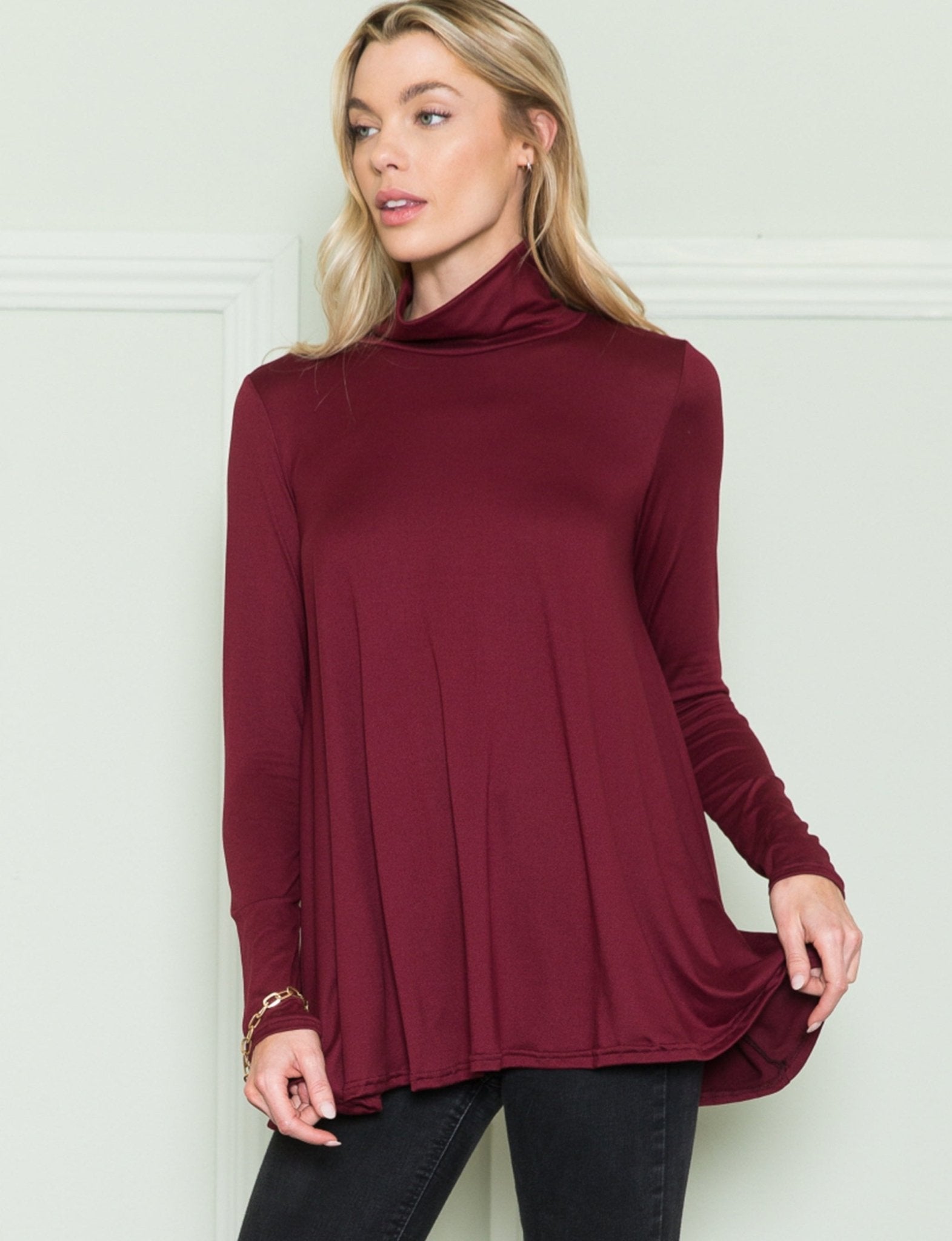 Flattering Turtleneck Long Sleeve Top - Plus - DressbarnShirts & Blouses
