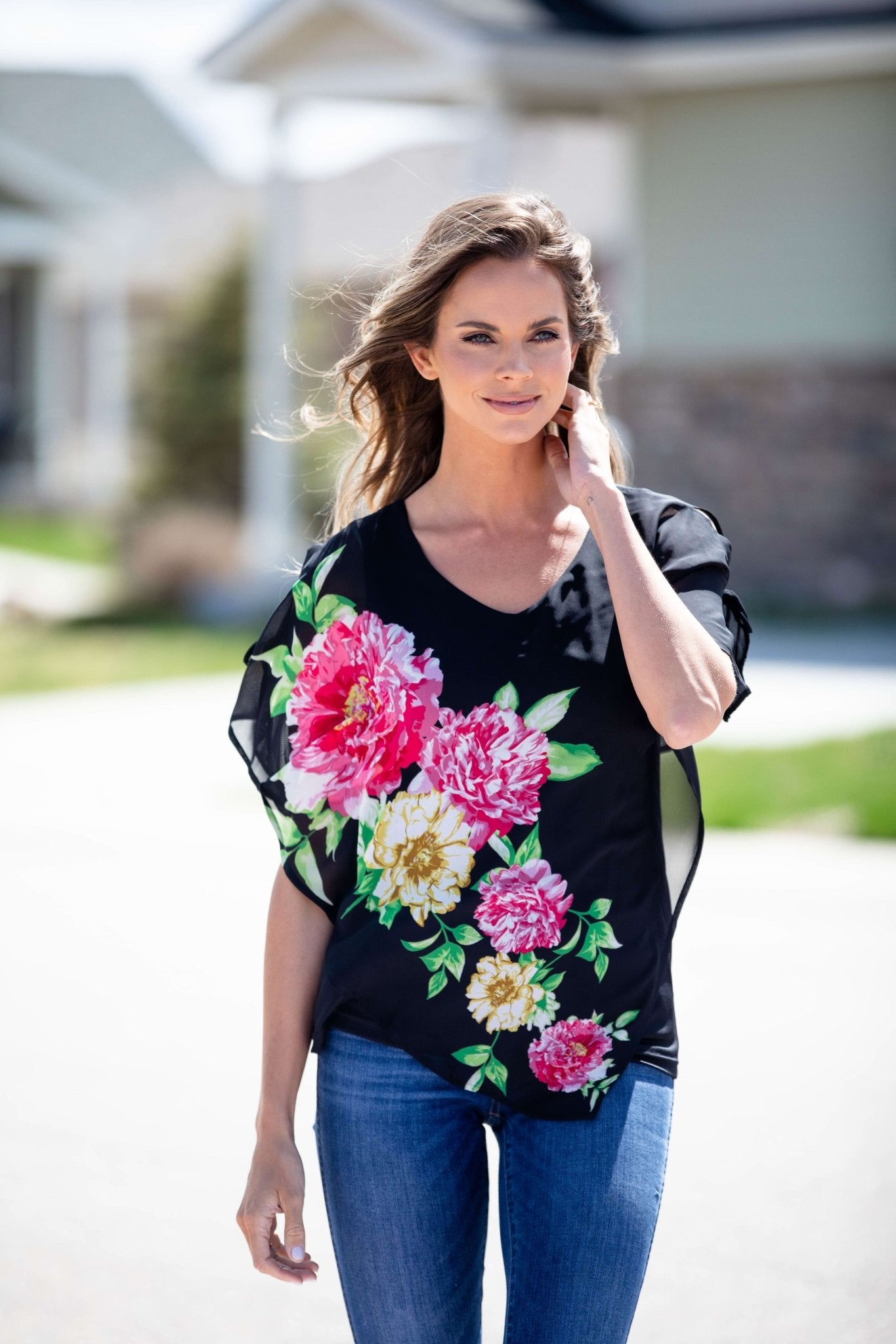 Floral Cold Shoulder Tank Top - DressbarnShirts & Blouses