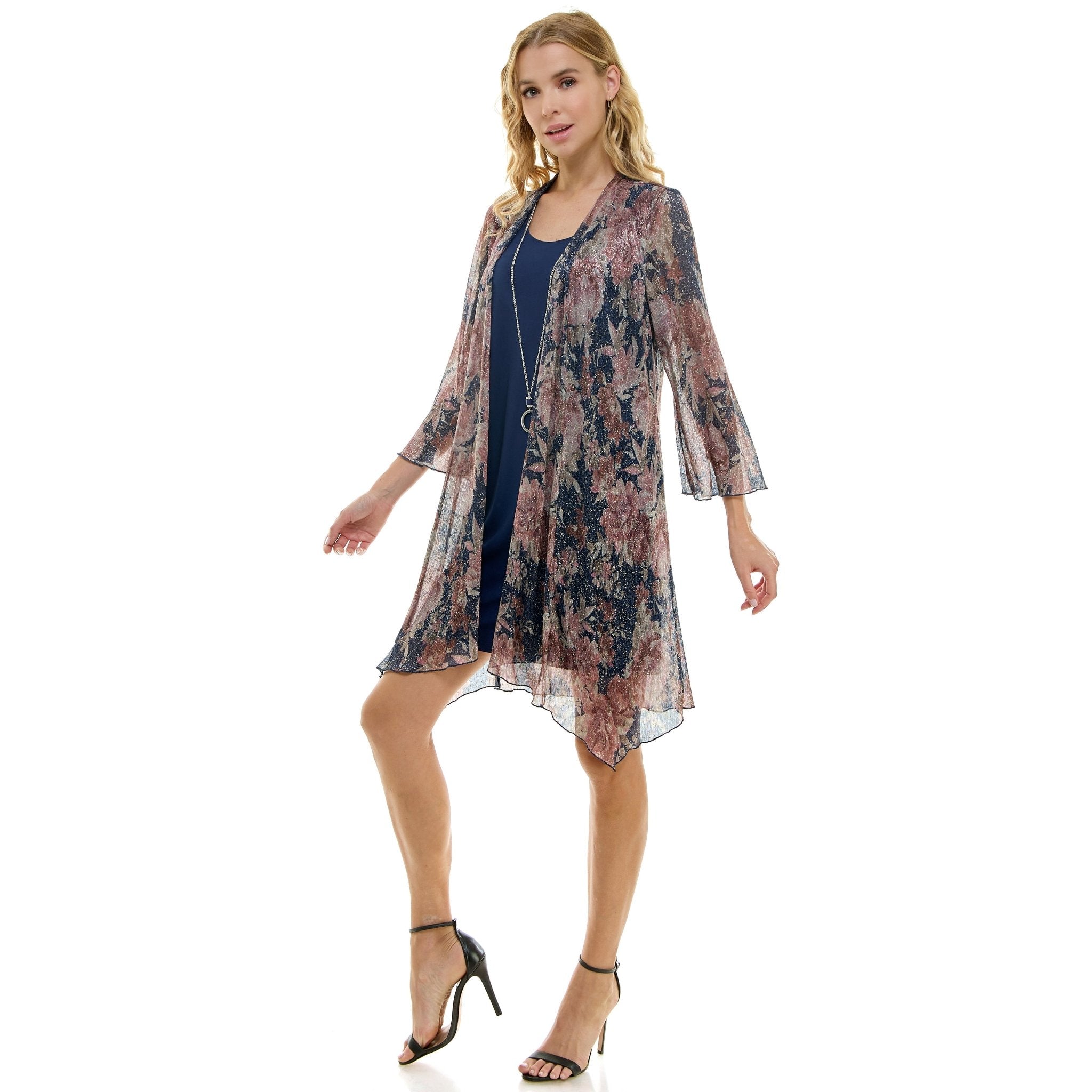 Floral Mini Dress with Detachable Necklace, Navy - DressbarnMini Dresses