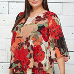 Floral Print Chiffon Blouse - Plus - DressbarnShirts & Blouses