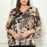 Floral Print Poly Satin Blouse - Plus - DressbarnShirts & Blouses