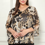 Floral Print Poly Satin Blouse - Plus - DressbarnShirts & Blouses