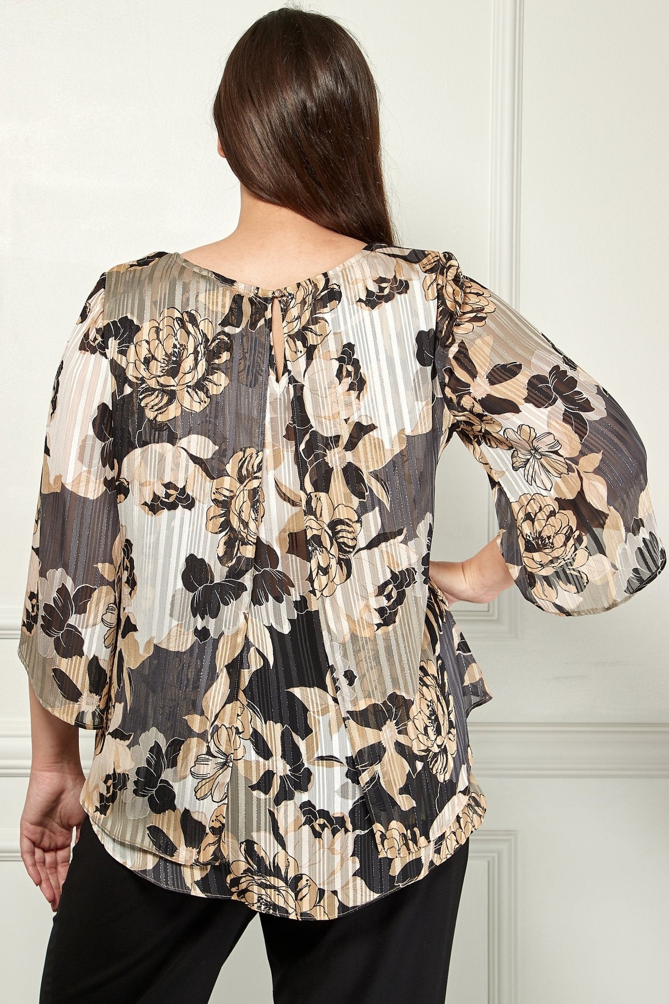 Floral Print Poly Satin Blouse - Plus - DressbarnShirts & Blouses