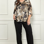 Floral Print Poly Satin Blouse - Plus - DressbarnShirts & Blouses