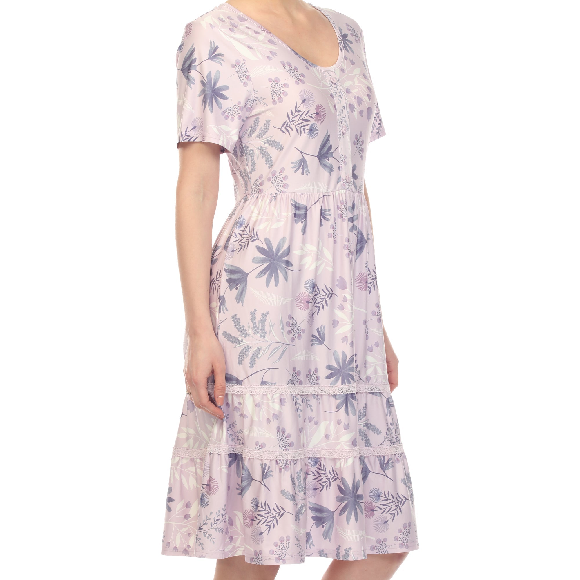 knee length dresses floral White Mark Women's Floral Short Sleeve Knee Length Dress, Blue, Large