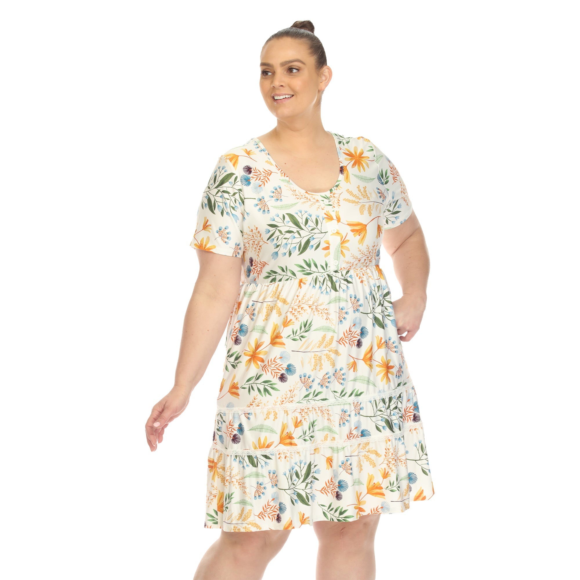 Floral Short Sleeve Knee Length Dress - Plus – Dressbarn