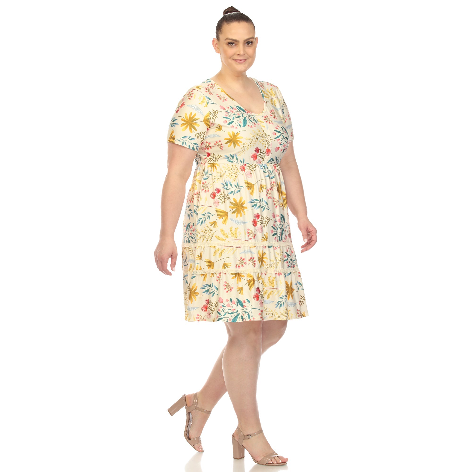 Floral Short Sleeve Knee Length Dress - Plus – Dressbarn