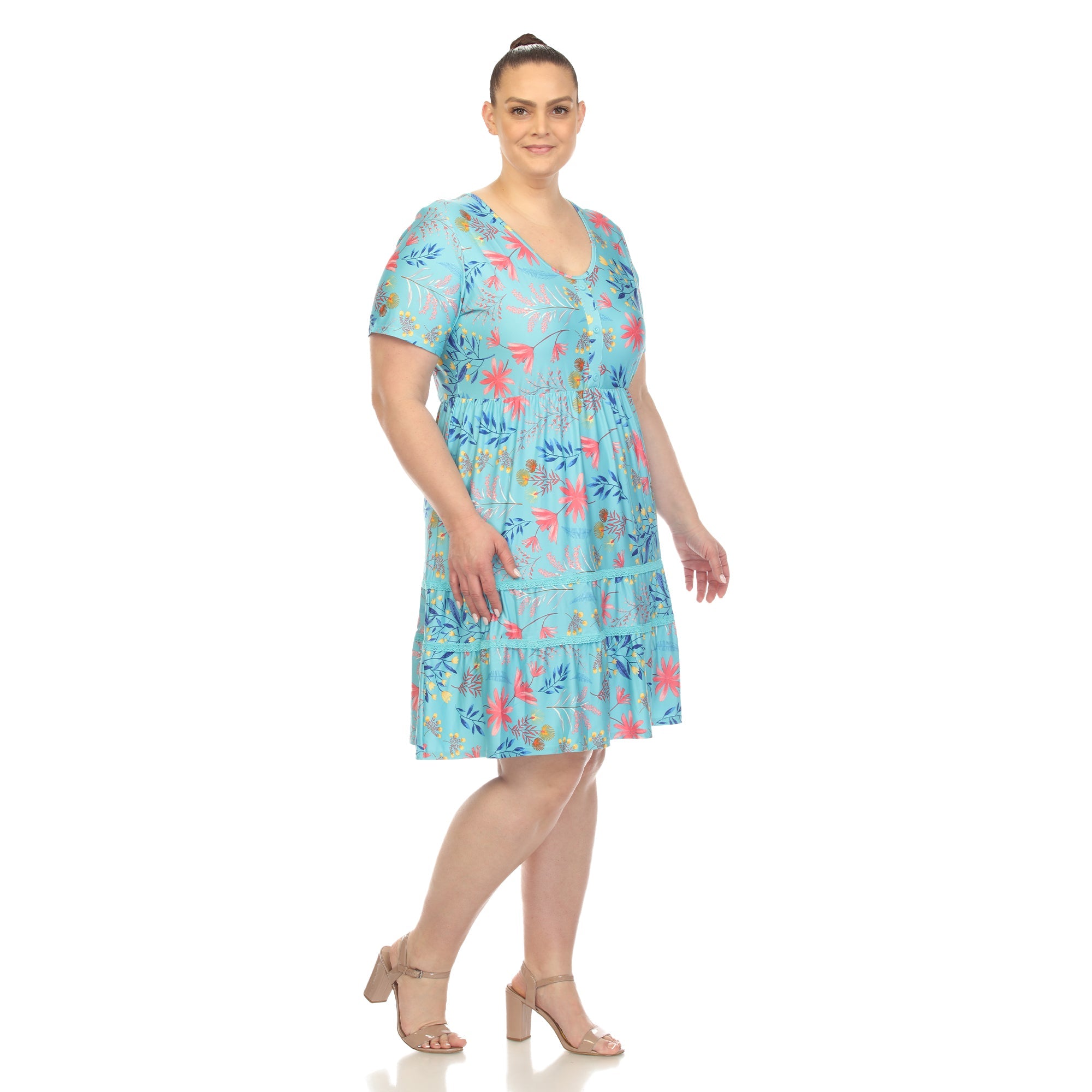 Floral Short Sleeve Knee Length Dress - Plus – Dressbarn