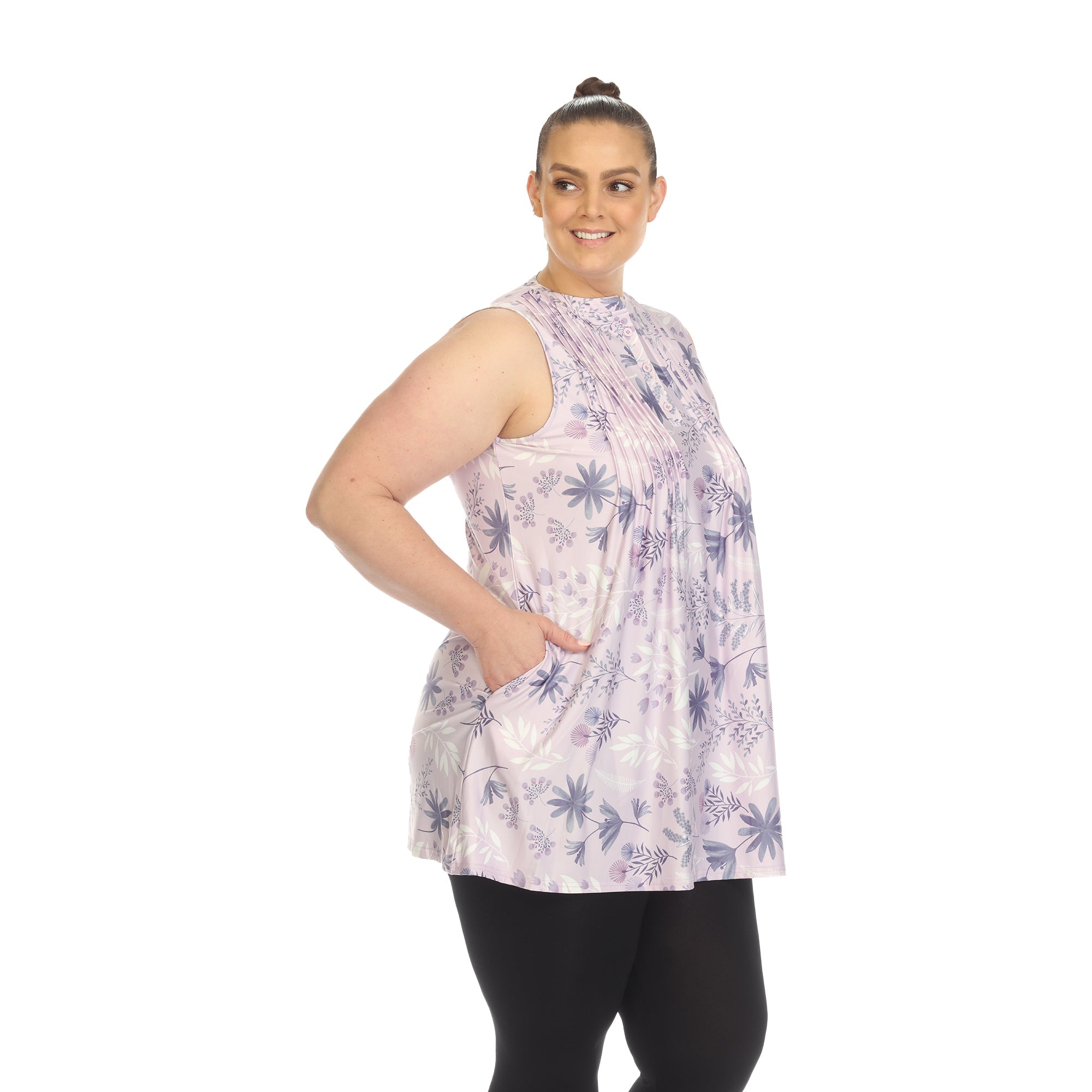 Floral Sleeveless Tunic Top - Plus - DressbarnShirts & Blouses