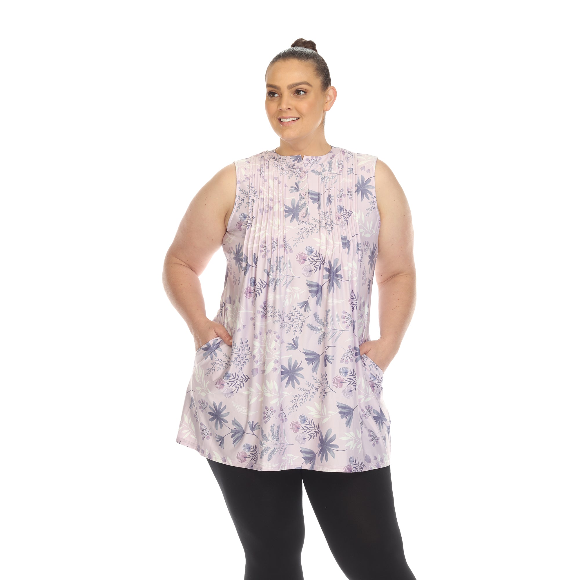 Floral Sleeveless Tunic Top - Plus - DressbarnShirts & Blouses