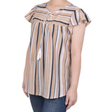 Flutter Sleeve Vertical Striped Blouse - Petite - DressbarnShirts & Blouses