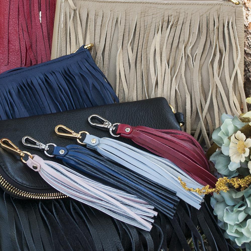 Fringe Power Leather Bag Charm - DressbarnHandbags & Wallets