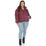 Full Front Zip Hooded Bomber Puffer Coat - Plus - DressbarnCoats & Jackets