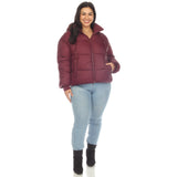 Full Front Zip Hooded Bomber Puffer Coat - Plus - DressbarnCoats & Jackets