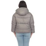 Full Front Zip Hooded Bomber Puffer Coat - Plus - DressbarnCoats & Jackets