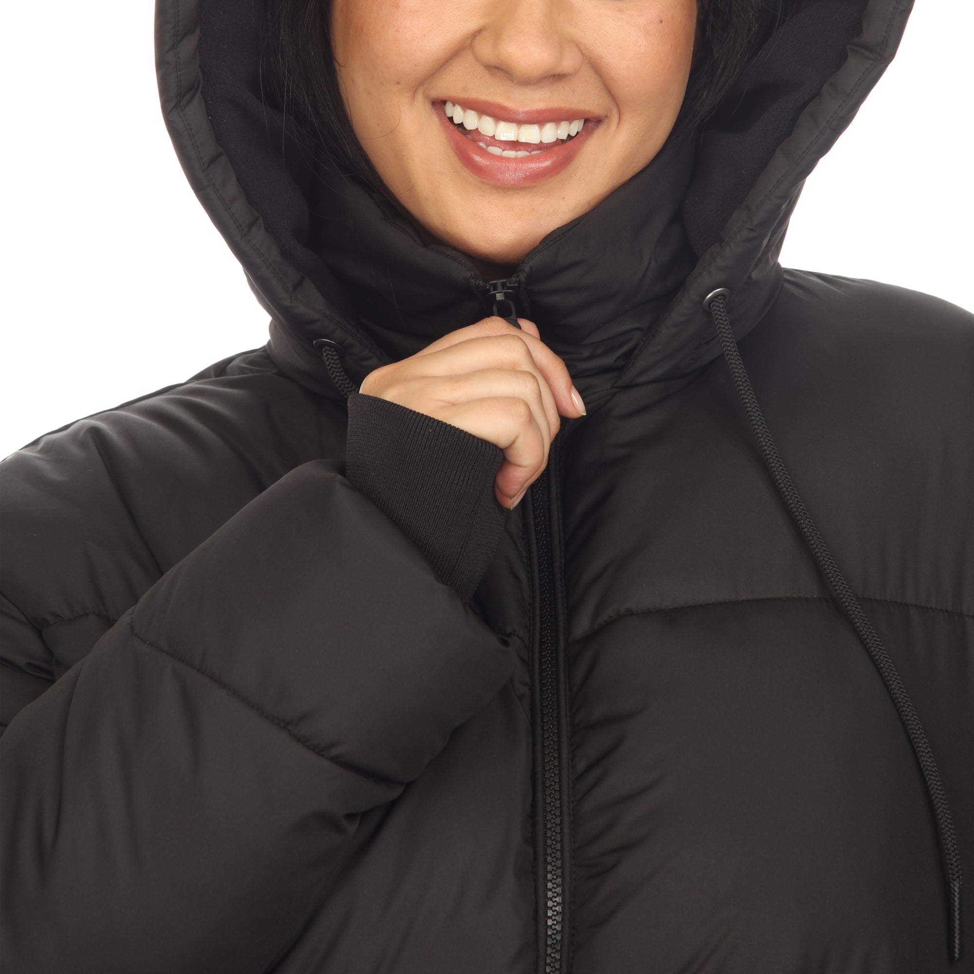 Full Front Zip Hooded Bomber Puffer Coat - Plus - DressbarnCoats & Jackets