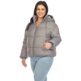 Full Front Zip Hooded Bomber Puffer Coat - Plus - DressbarnCoats & Jackets