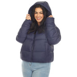 Full Front Zip Hooded Bomber Puffer Coat - Plus - DressbarnCoats & Jackets