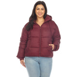 Full Front Zip Hooded Bomber Puffer Coat - Plus - DressbarnCoats & Jackets