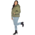 Full Front Zip Hooded Bomber Puffer Coat - Plus - DressbarnCoats & Jackets