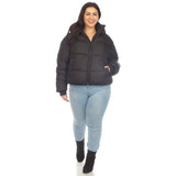 Full Front Zip Hooded Bomber Puffer Coat - Plus - DressbarnCoats & Jackets