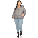 Full Front Zip Hooded Bomber Puffer Coat - Plus - DressbarnCoats & Jackets