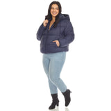 Full Front Zip Hooded Bomber Puffer Coat - Plus - DressbarnCoats & Jackets