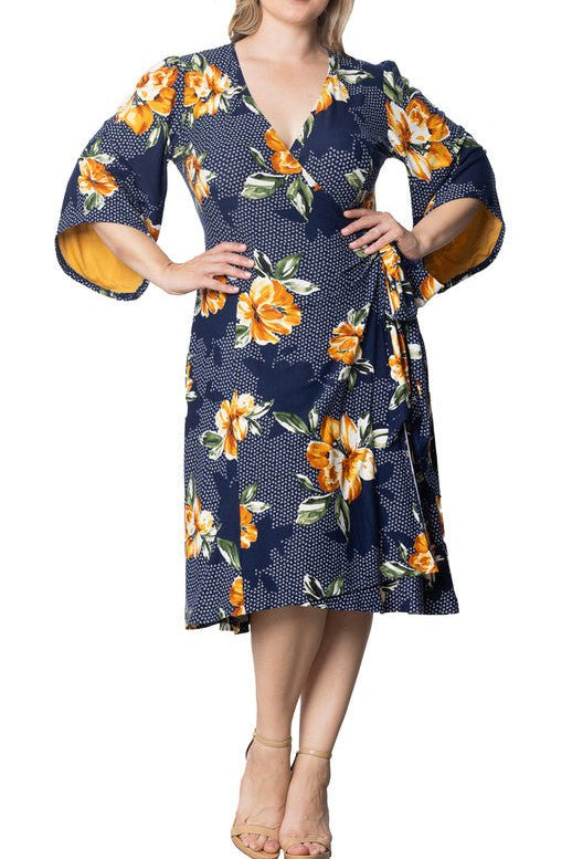 Gemini Wrap Dress - Plus - DressbarnKnee Length & Midi Dresses