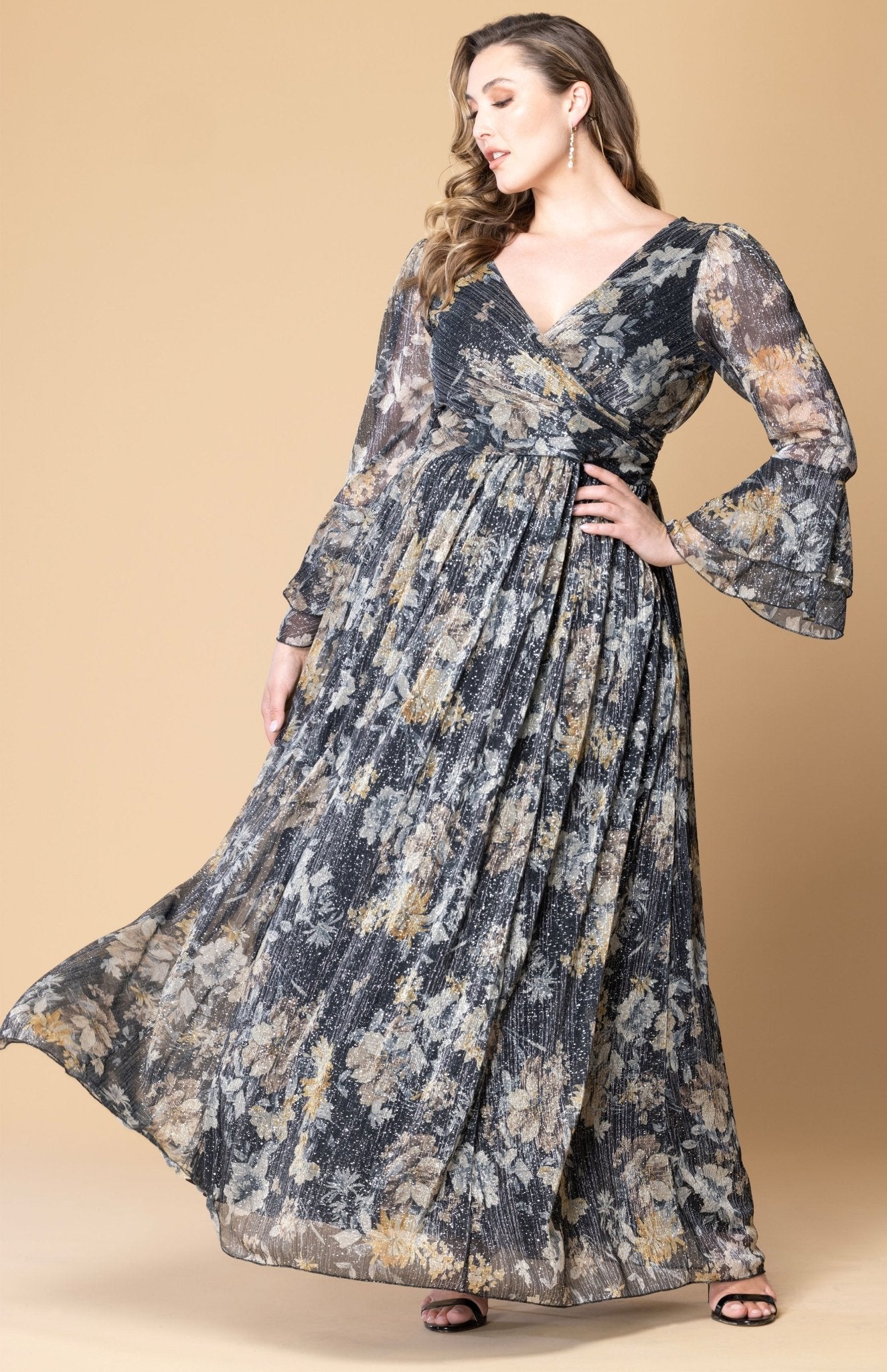 Gilded Glamour Long Sleeve Evening Gown - Plus - DressbarnDresses