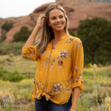 Gold Embroidered "To Tie Or Not To Tie" Blouse - DressbarnShirts & Blouses