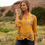 Gold Embroidered "To Tie Or Not To Tie" Blouse - DressbarnShirts & Blouses