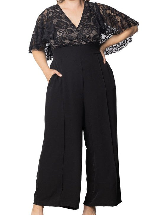 Wide Leg Lace Romper Pants Helena Lace Bodice Wide Leg Jumpsuit