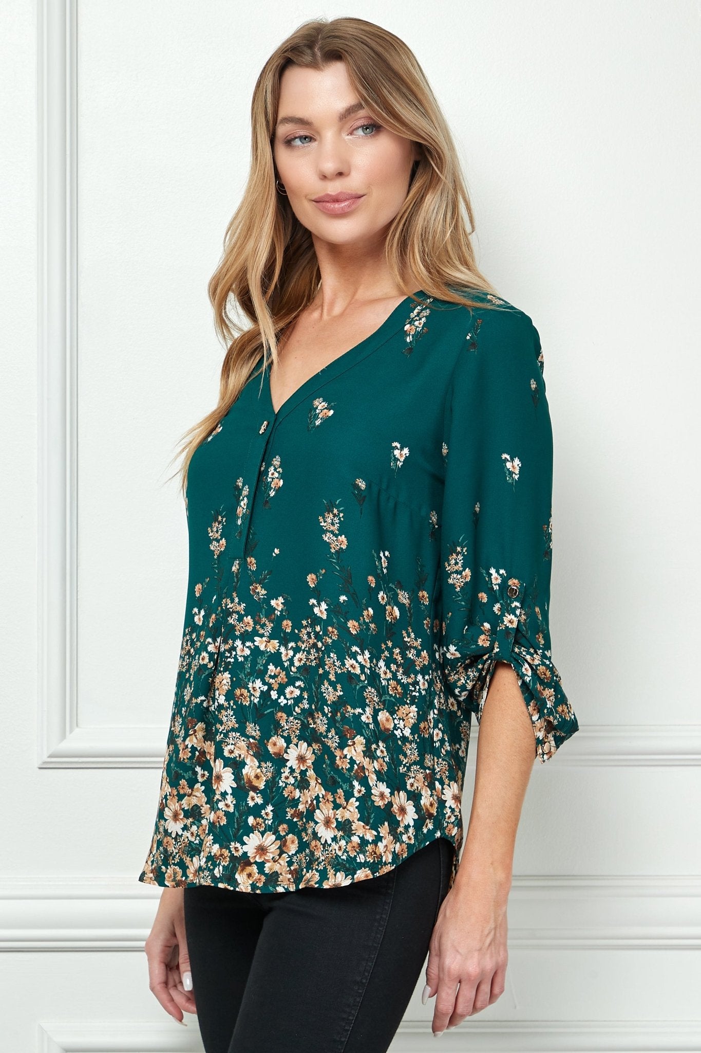 Hunter Garden 3/4 Sleeve Popover - DressbarnShirts & Blouses