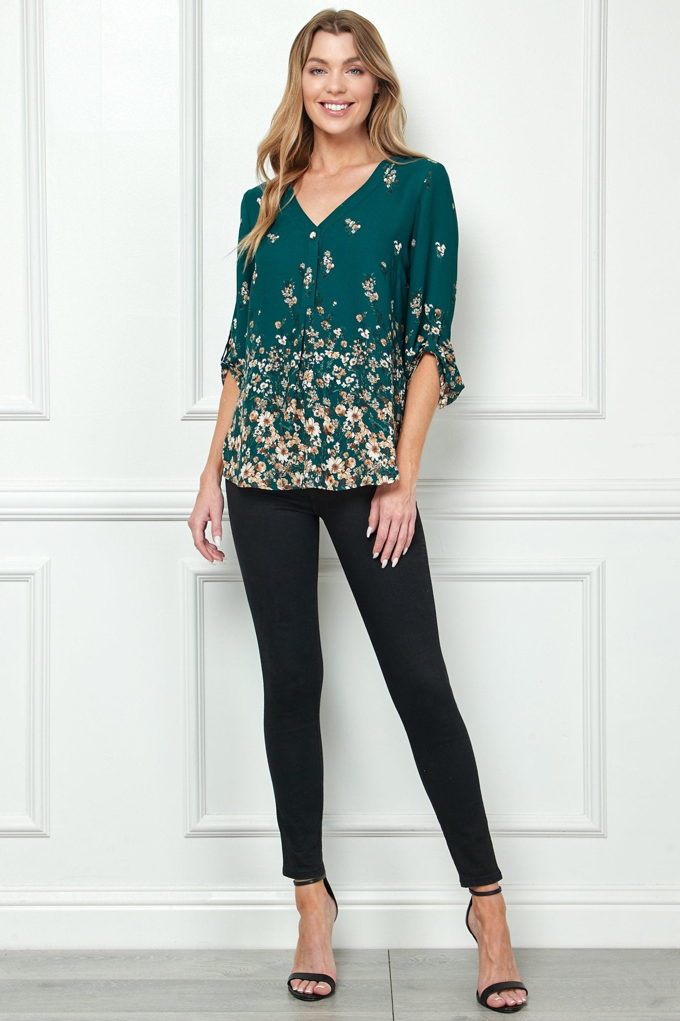 Hunter Garden 3/4 Sleeve Popover - DressbarnShirts & Blouses