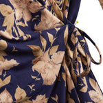 Inner Beauty 3/4 Sleeve Surplice Front V-Neck Navy Floral Top - DressbarnApparel