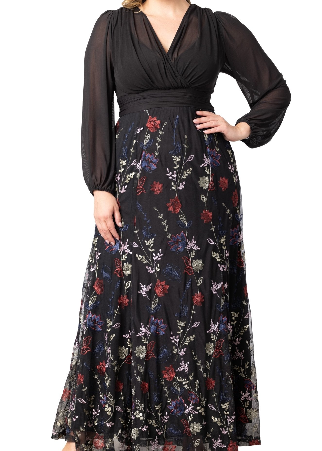 Kiyonna Women's Plus Size Isabella Embroidered Mesh Gown, 4X Kiyonna Women's Plus Size Isabella Embroidered Mesh Gown, 4X