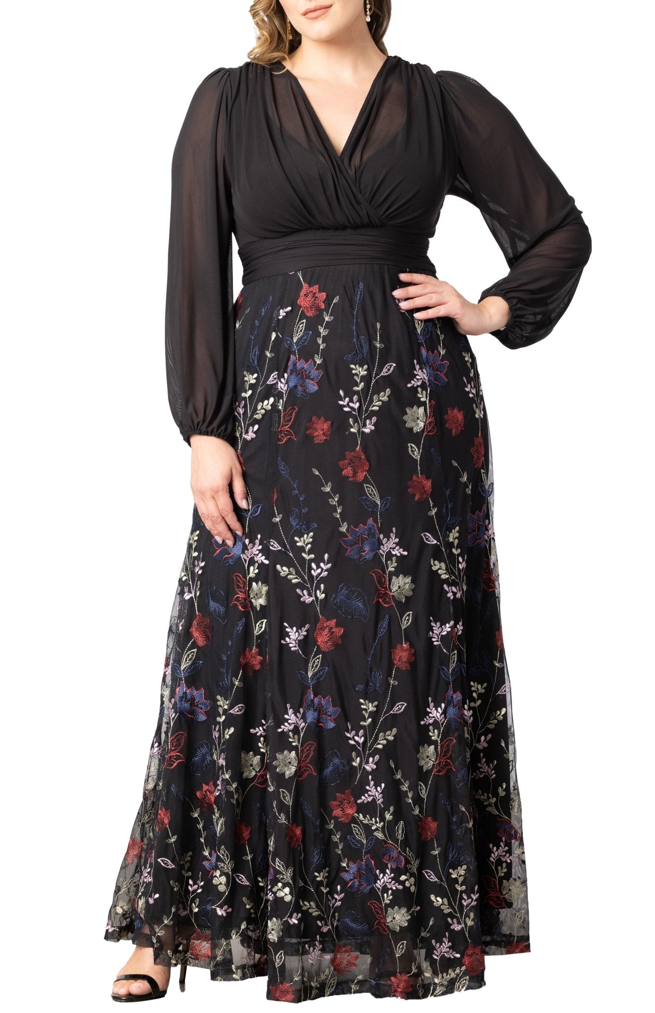 Kiyonna Women's Plus Size Isabella Embroidered Mesh Gown, 4X Kiyonna Women's Plus Size Isabella Embroidered Mesh Gown, 4X