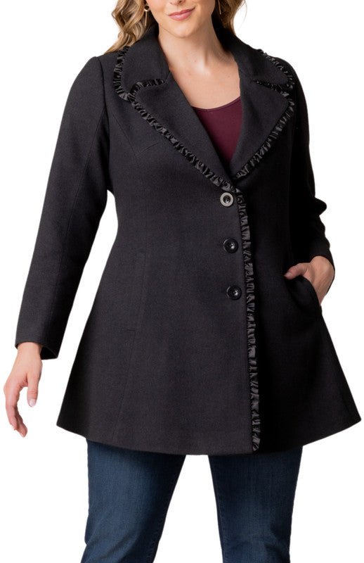 Juliette Satin Trim Coat - Plus - DressbarnCoats & Jackets