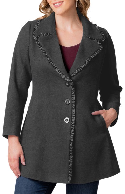 Juliette Satin Trim Coat - Plus - DressbarnCoats & Jackets