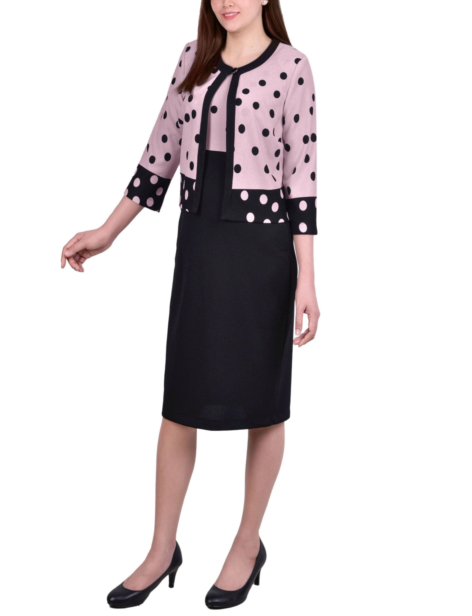 Katiya Dotted Colorblocked Dress Set - DressbarnKnee Length & Midi Dresses