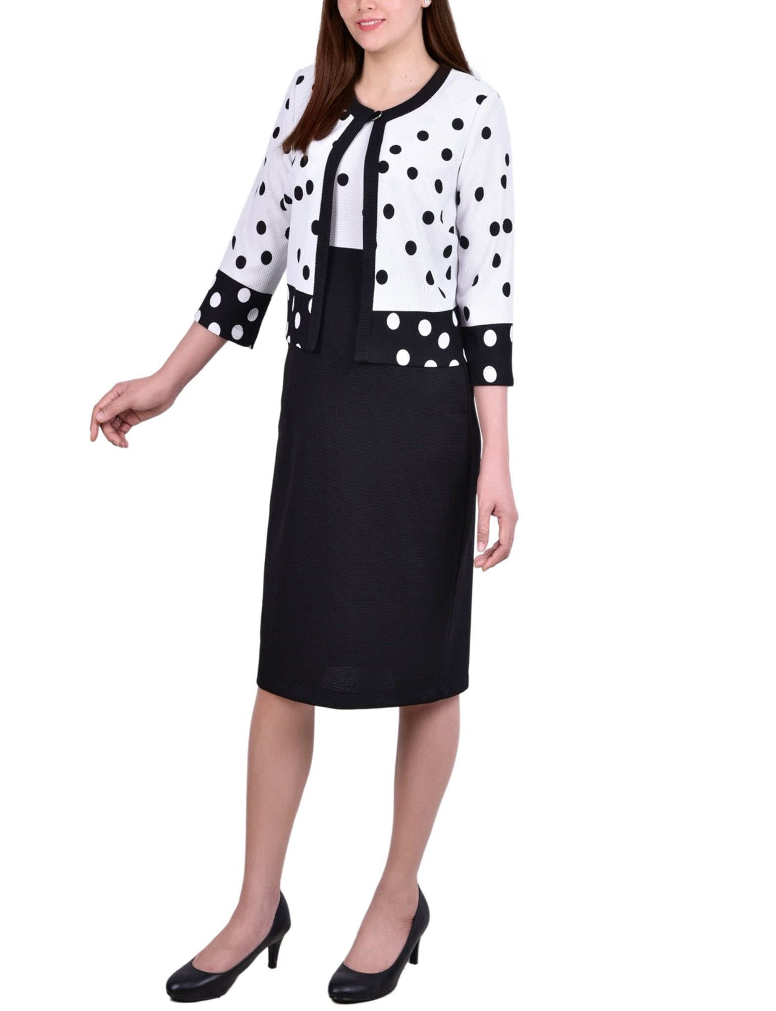 Katlyn Dotted Colorblocked Dress Set - DressbarnKnee Length & Midi Dresses